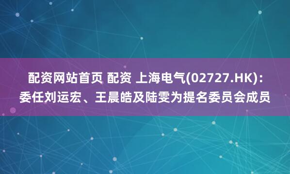 配资网站首页 配资 上海电气(02727.HK)：委任刘运宏、王晨皓及陆雯为提名委员会成员